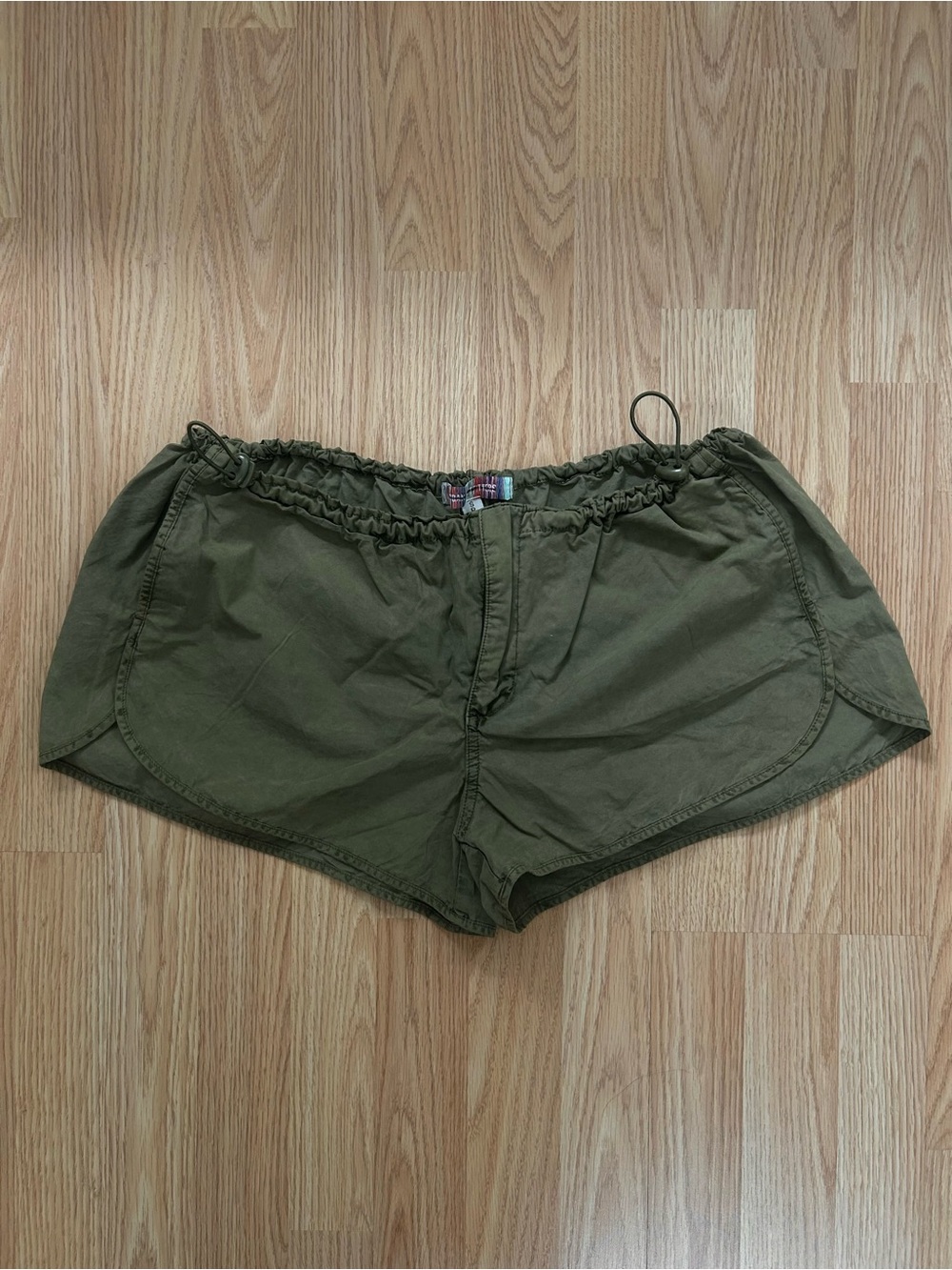 Olive Green Drawstring Athletic Shorts